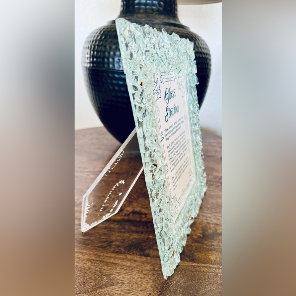 Vintage 5x7 fused glass frame handcrafted one of a kind gift wedding pictures - Picture 6 of 10